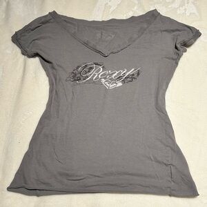 Roxy Women's Charcoal V-Neck Tee